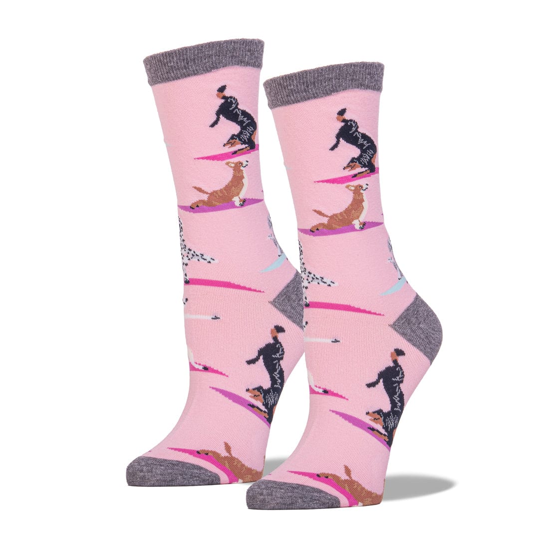 Yoga Dogs Women's Crew Socks Pink