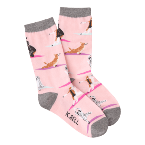 Yoga Dogs Women's Crew Socks Pink