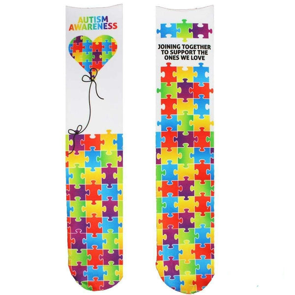 Autism Awareness Heart Balloon Unisex Crew Socks OSFM / Multi