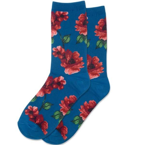 Autumn Floral Women's Crew Socks Teal