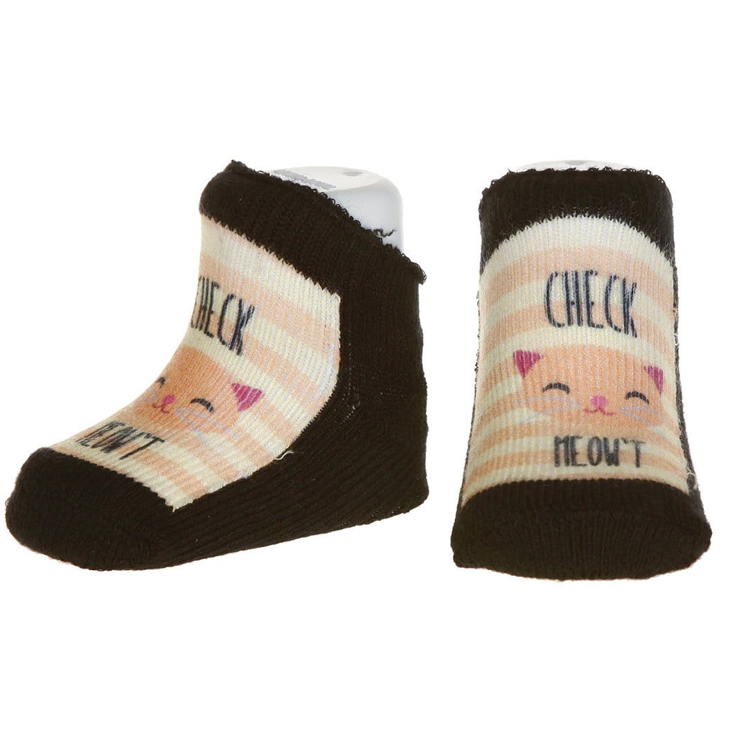 Check Meow't Socks - Baby Socks 0-6 Months Yellow