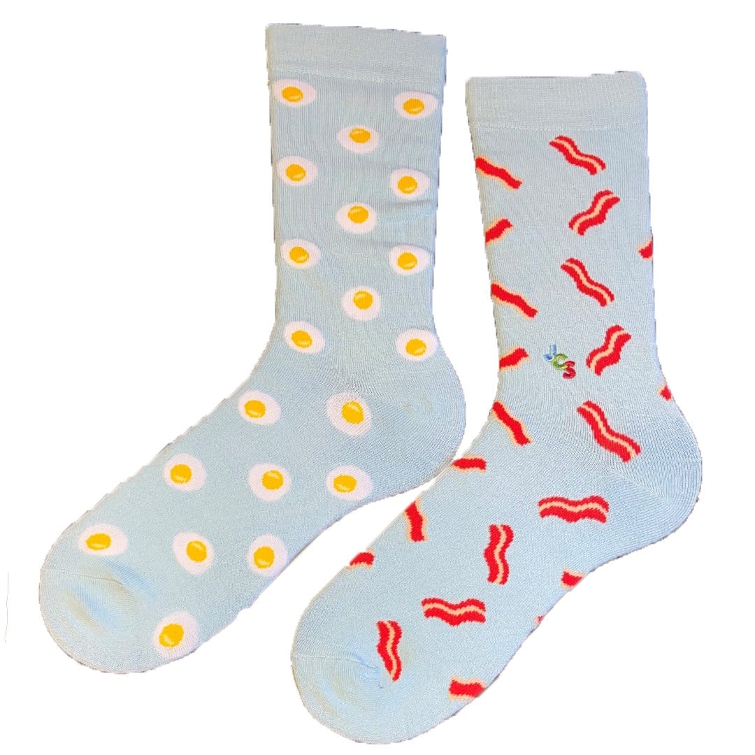 Mismatched Eggs and Bacon Crew Socks