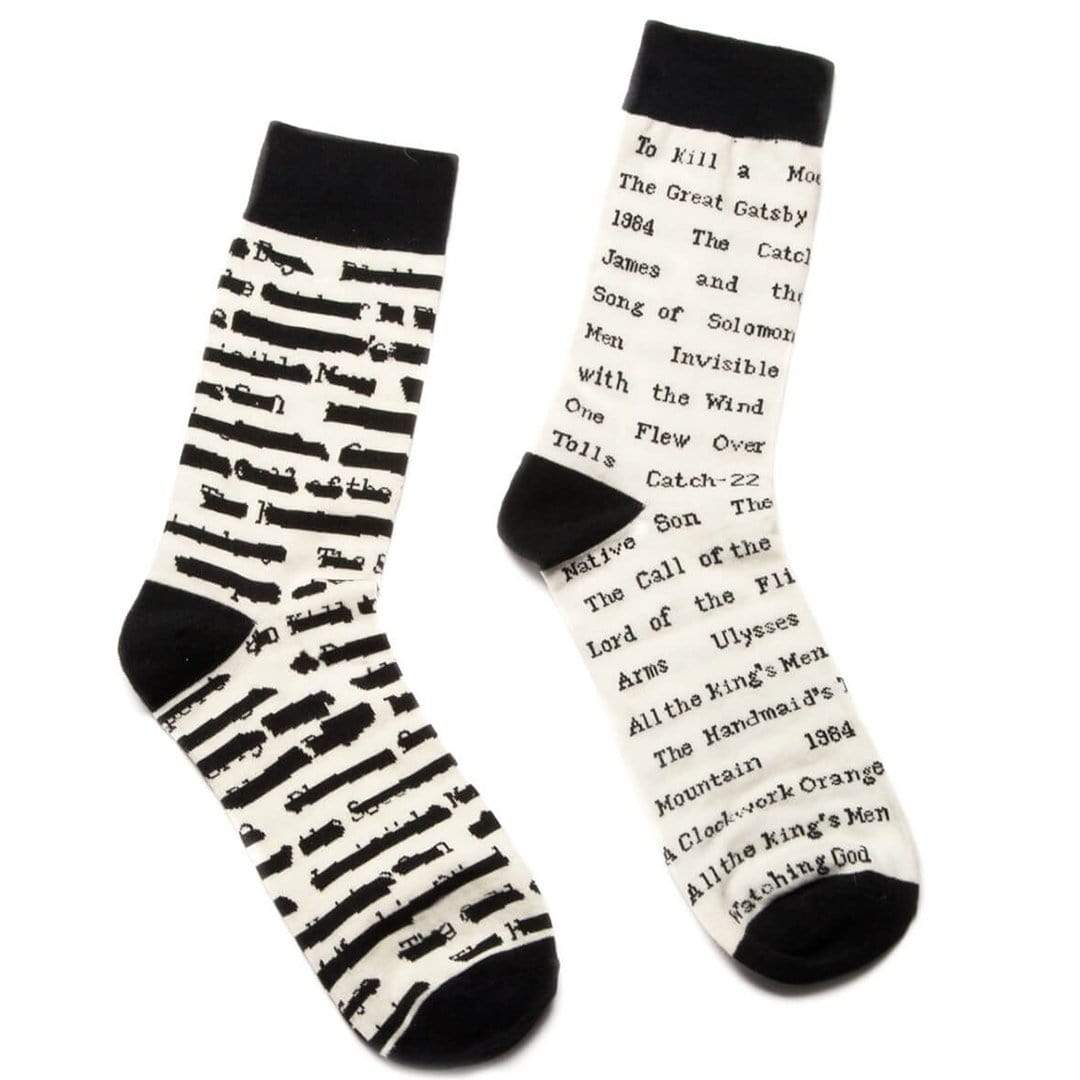 Banned Book Socks Unisex Crew Sock Men's/Large / white