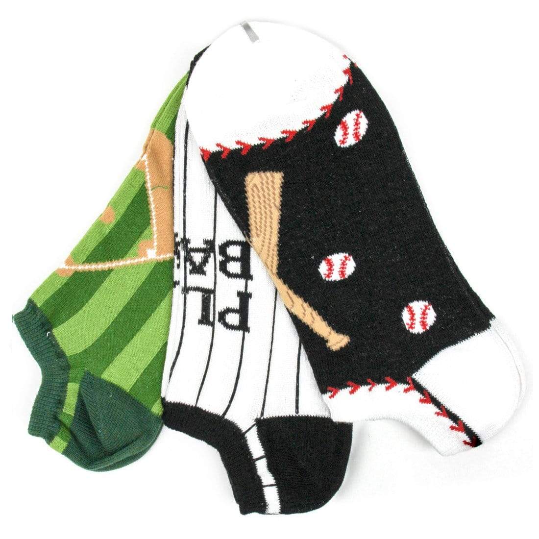 Baseball No Show Men's 3 Pack Multi