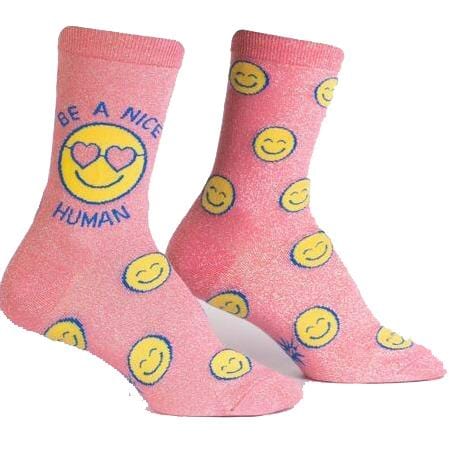 Be A Nice Human Women&#39;s Crew Socks Pink