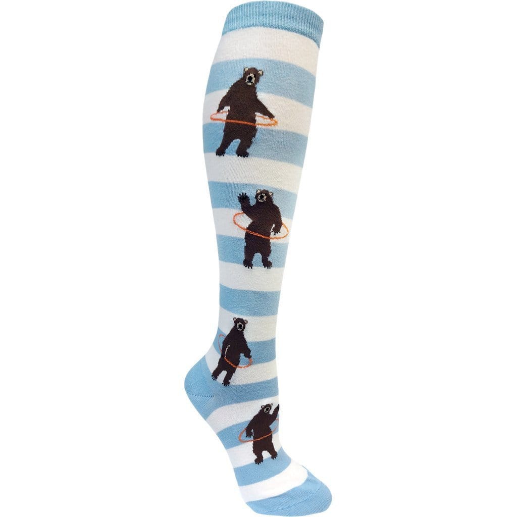 Bear with Hoops Socks Women&#39;s Knee-High Sock blue