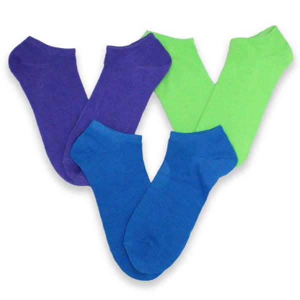 Colorful Neon Low Cut Socks 3 Pack Women&#39;s No Show Sock Purple/ Green / Blue