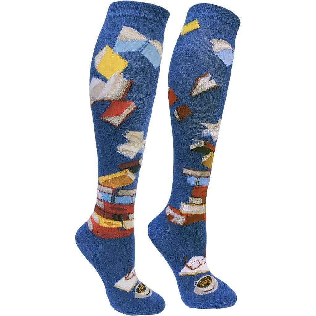 Blue Library Socks for Literacy Women&#39;s Knee High Sock Heather Blue
