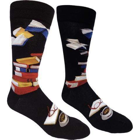 Library Socks for Literacy Men’s Crew Sock black