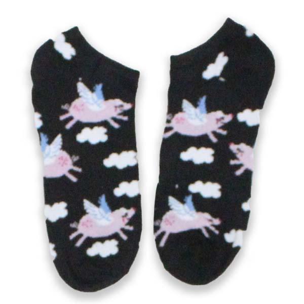 Flying Pigs Low Cut Socks Women’s No Show Sock Black