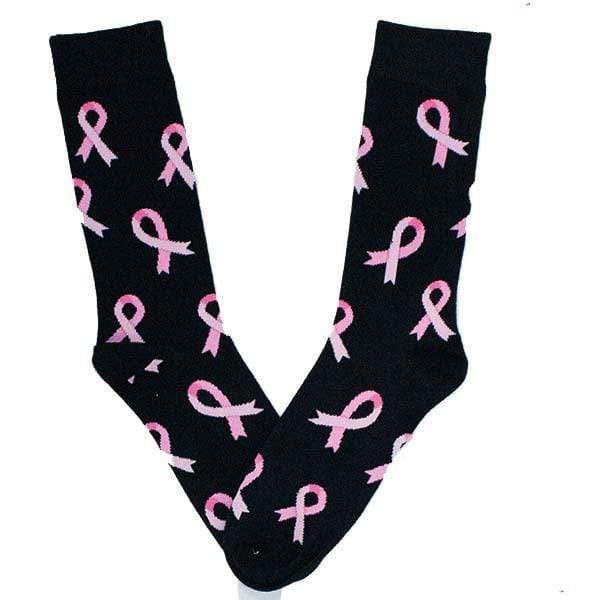 Breast Cancer Awareness Ribbon Black Crew Sock Black / Pink / Men's