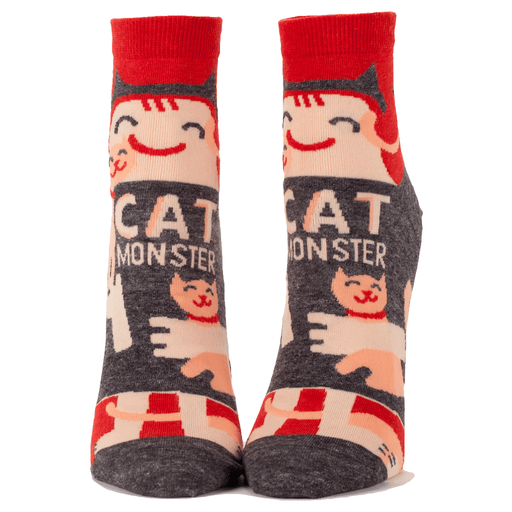 Cat Monster Socks Women&#39;s Ankle Sock red