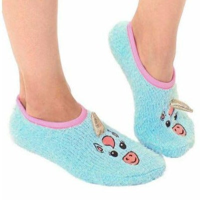 Fuzzy Unicorn Slippers Blue