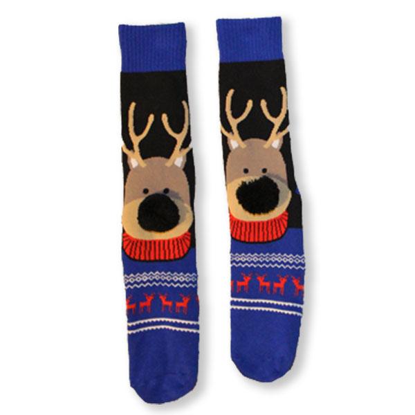 Reindeer Christmas Slipper Women’s Sock Navy