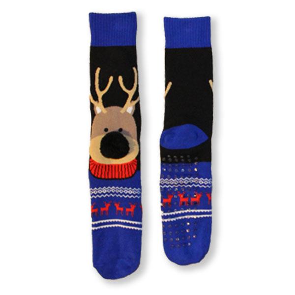 Reindeer Christmas Slipper Women’s Sock Navy