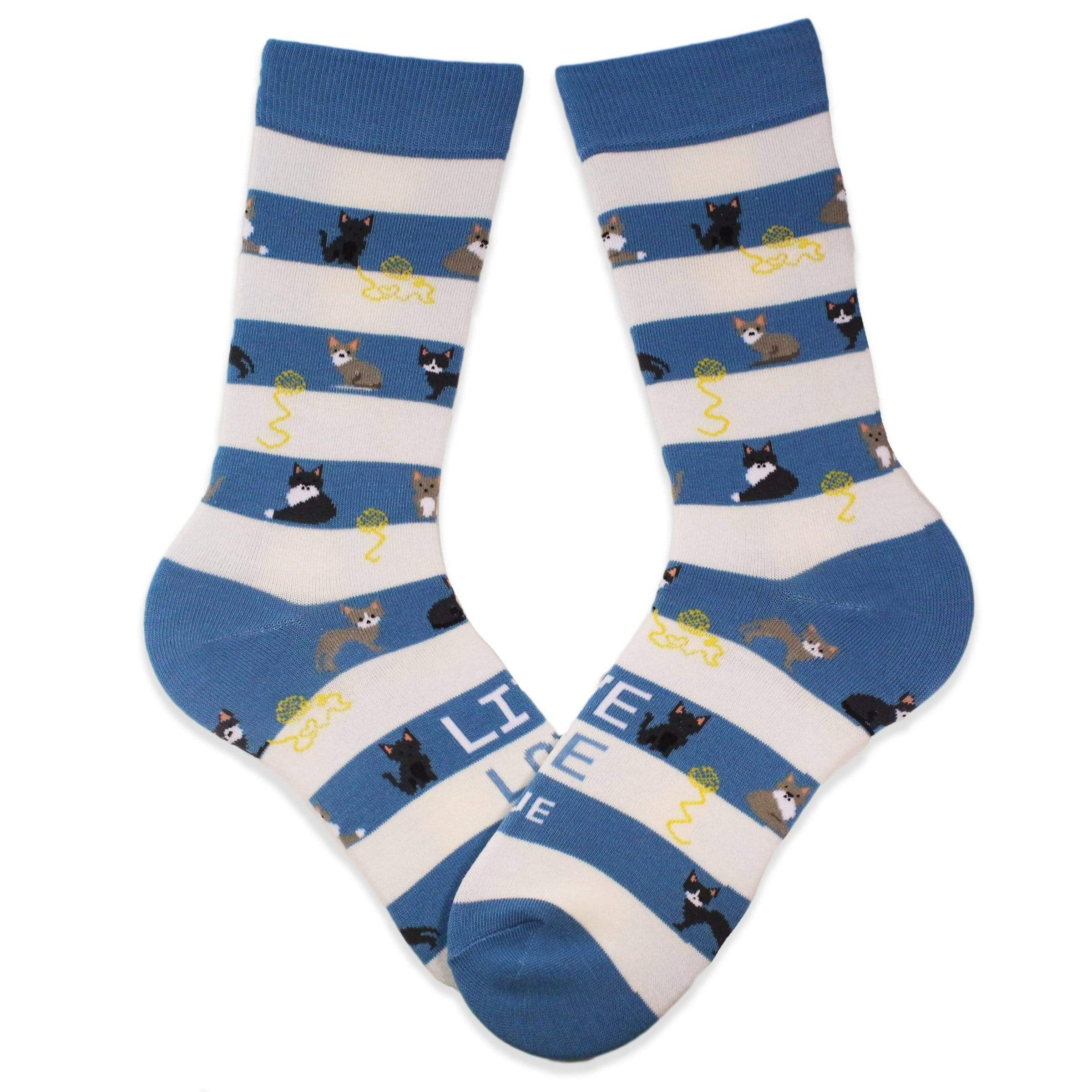 Animal Rescue Cat Stripes Socks Light Blue / Women's