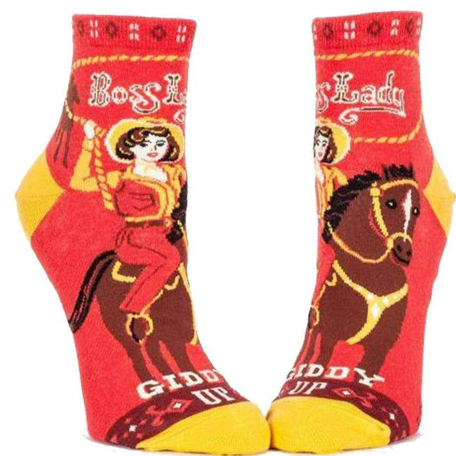 Boss Lady Giddy Up! Socks - Women's Ankle Sock red