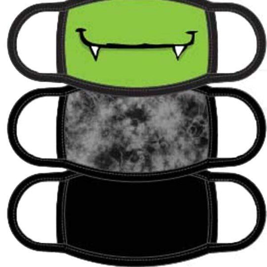 Monster Children's Face Mask 3 Pack Black / Green