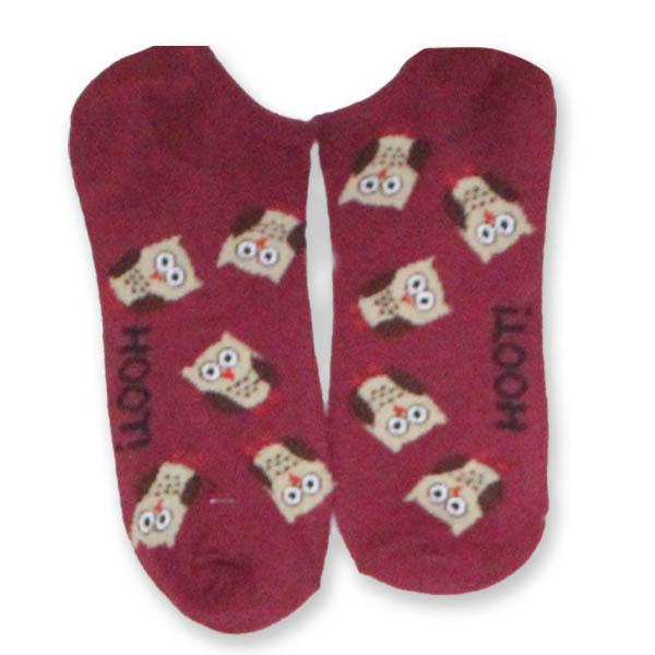 Owls Low Cut Socks Women&#39;s No Show Sock Burgundy