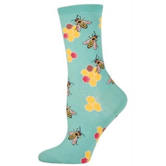 Busy Bees Socks Women's Crew Sock Light Green