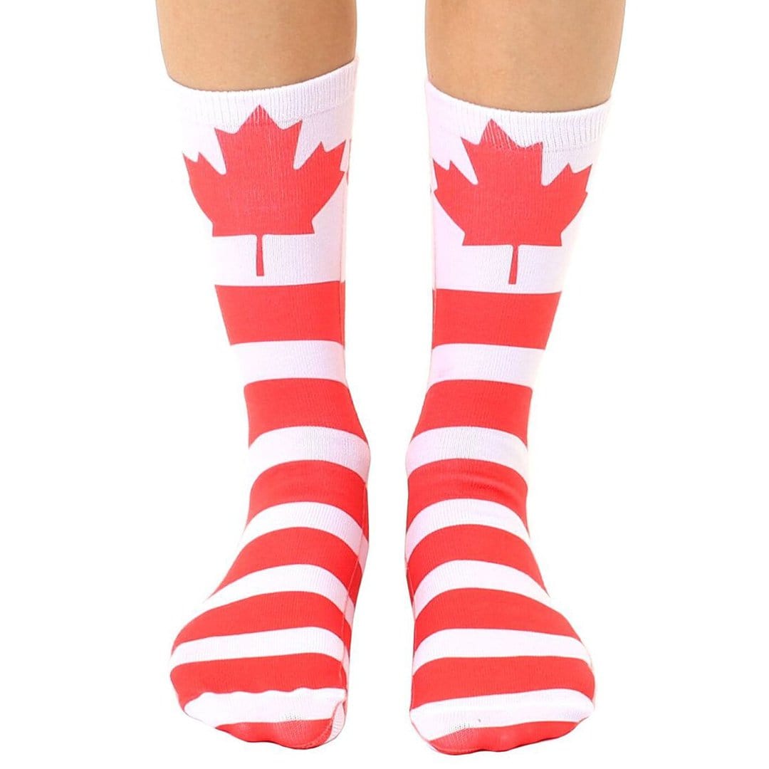 Canadian Flag Socks Unisex Crew Sock Red