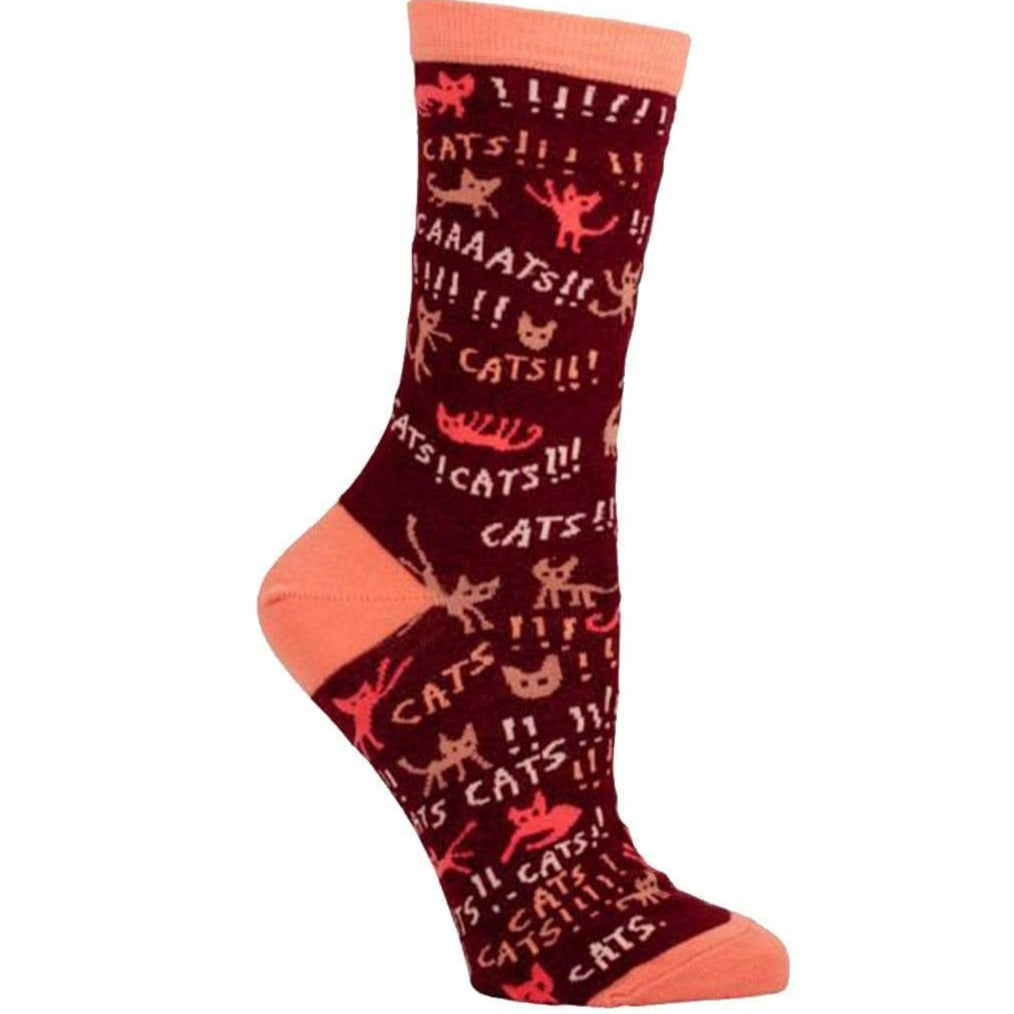 Cats! Women's Crew Sock brown