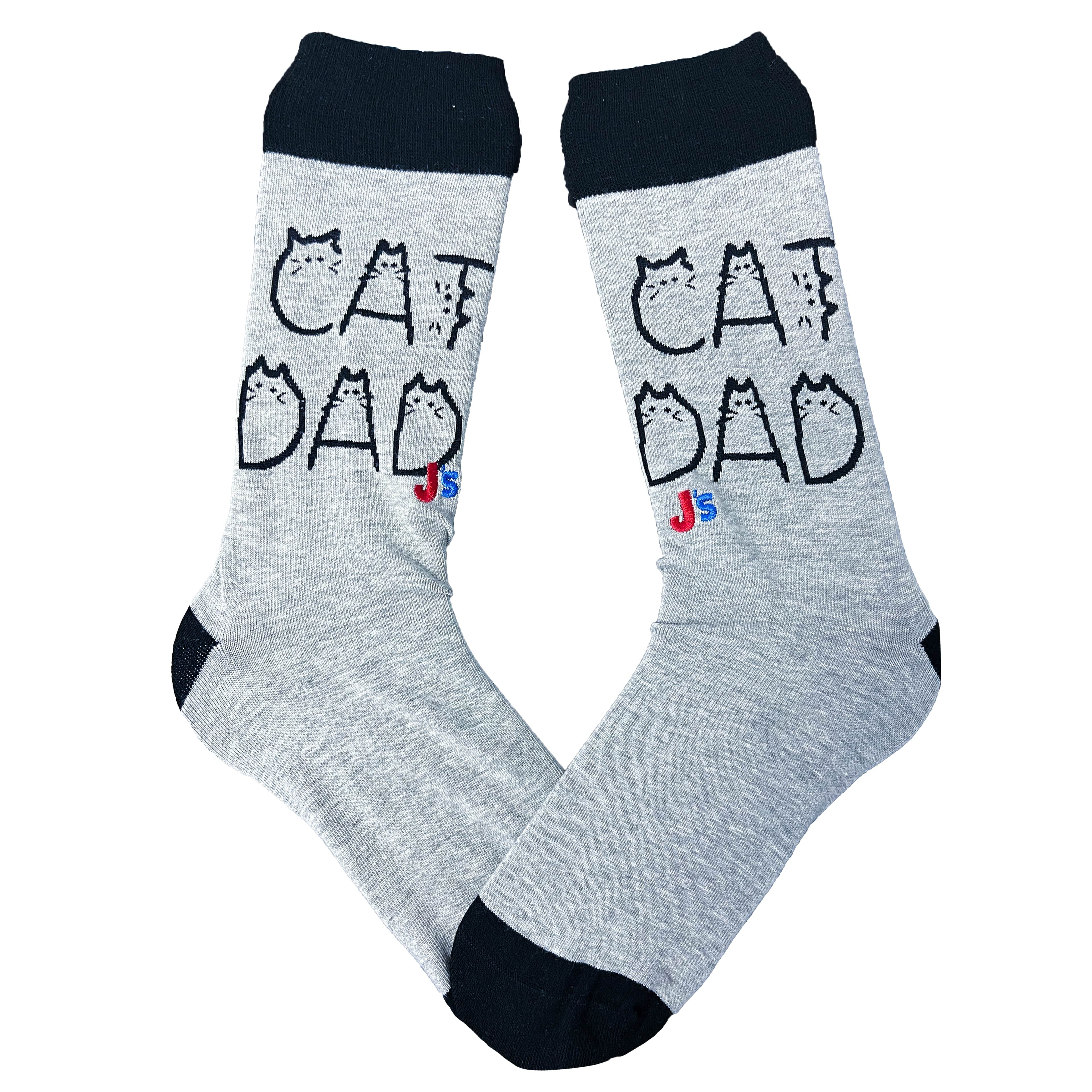 Cat Dad Men's Crew Socks Grey