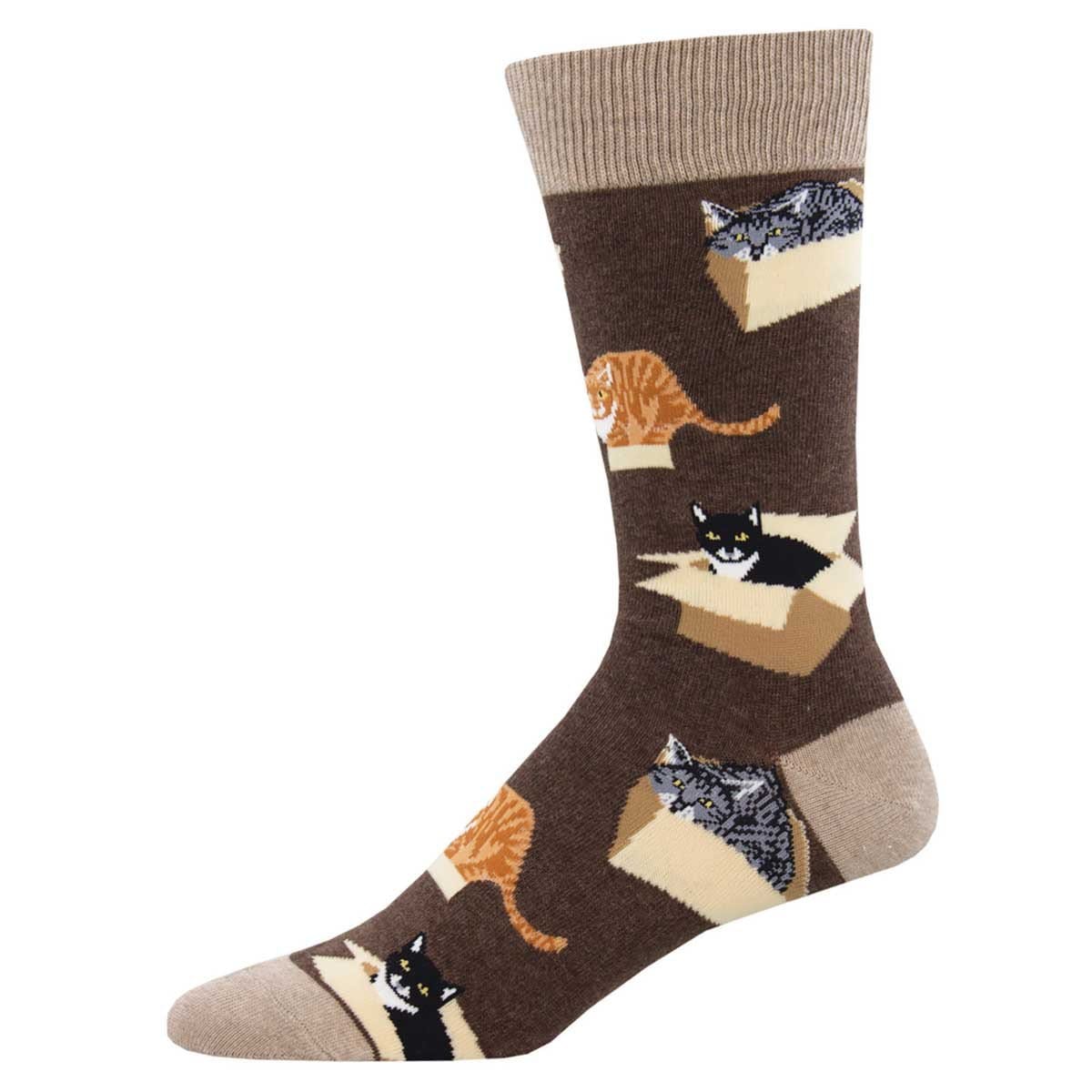 Cat In A Box Men&#39;s Crew Sock Brown