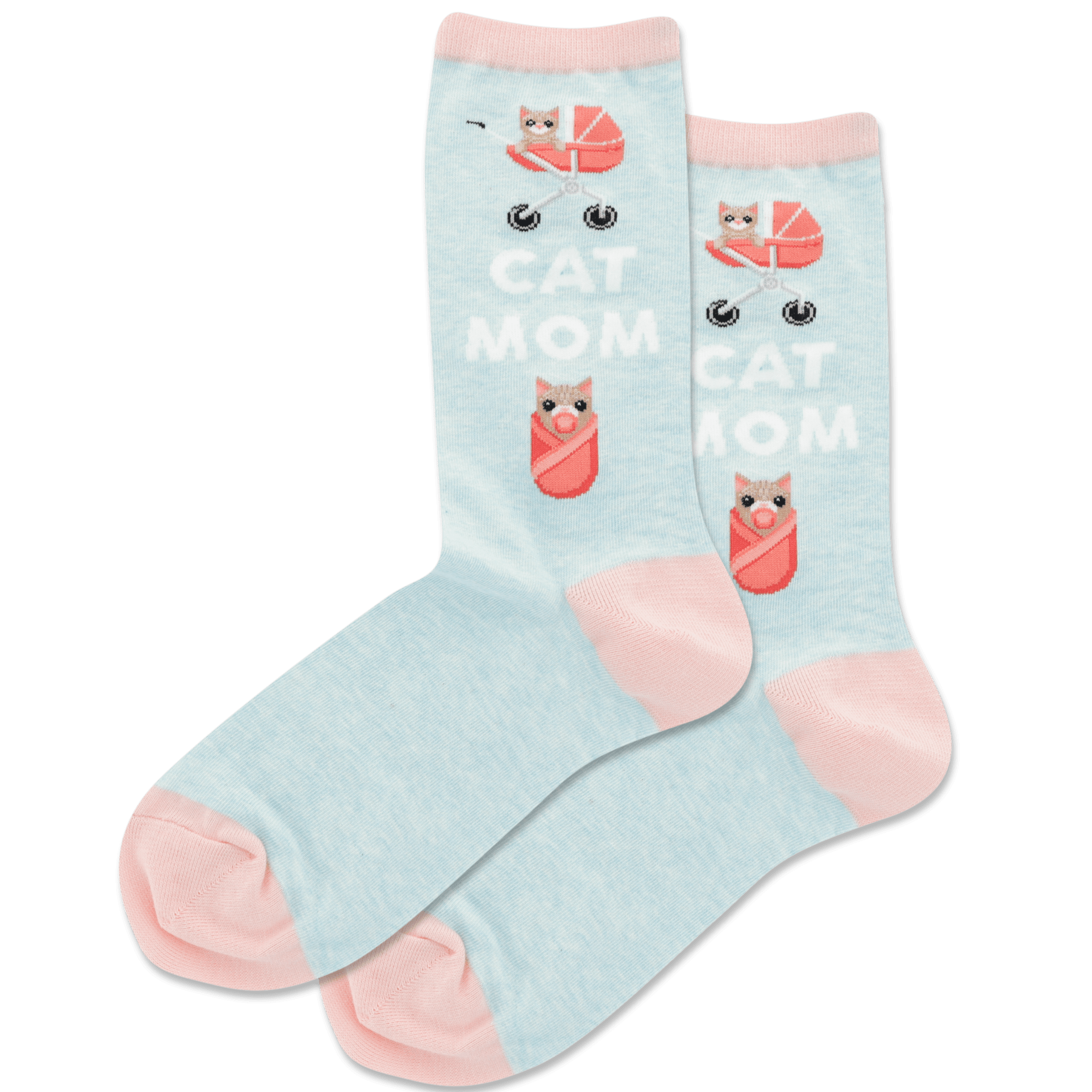 Cat Mom Women's Crew Sock Mint