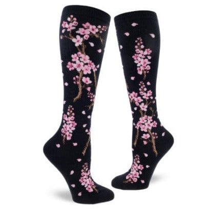 Cherry Blossom Women&#39;s Knee High Socks Blue