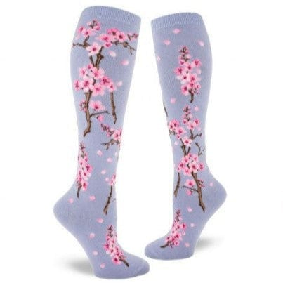 Cherry Blossom Women&#39;s Knee High Socks Purple