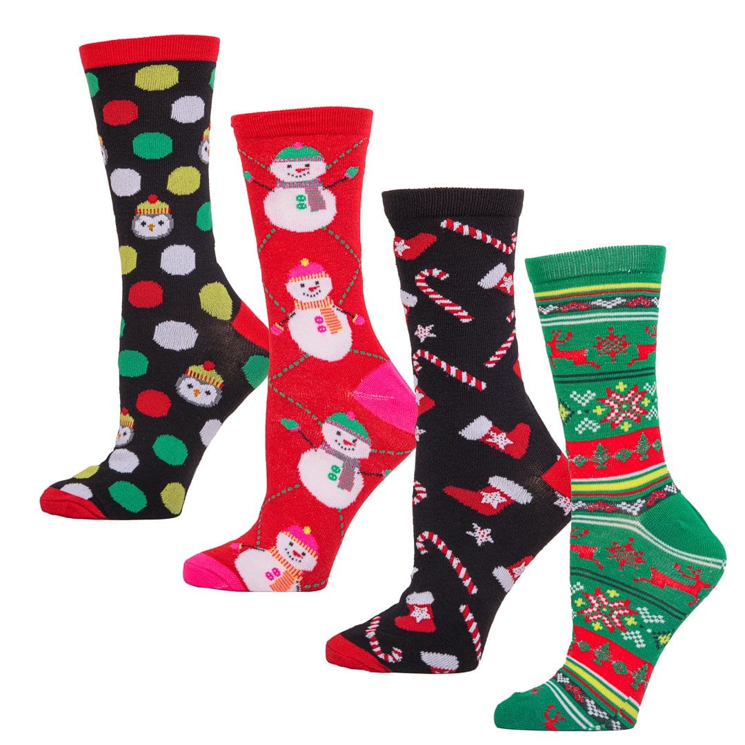 Christmas Lover Gift Bag For Her 4 Socks Multi