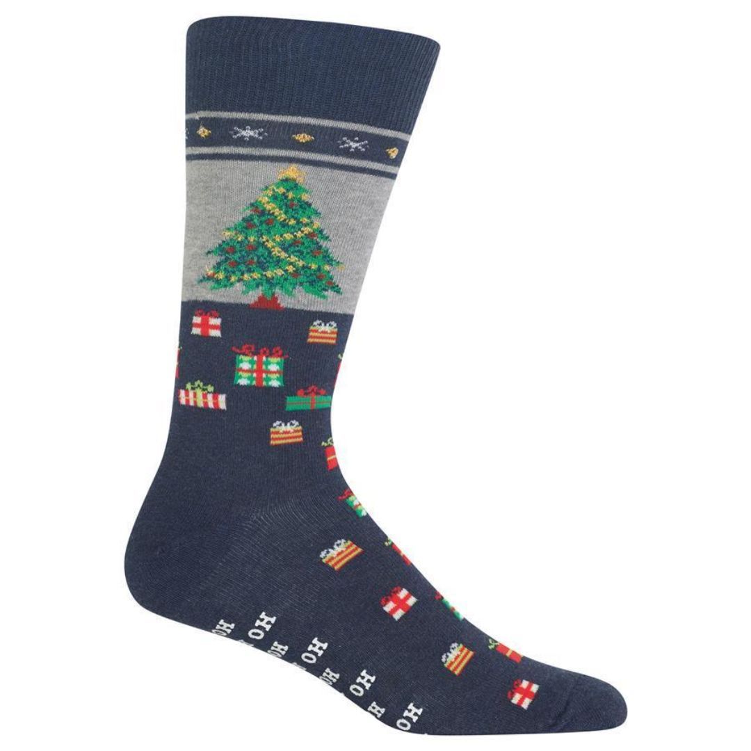 Christmas Tree Socks Men&#39;s Crew Sock Denim