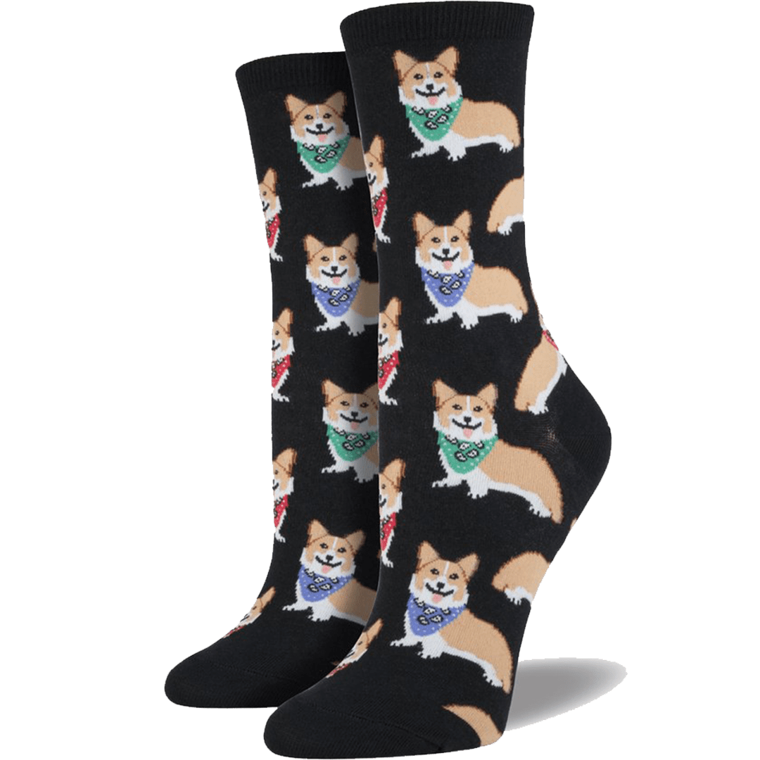 Corgi Socks Women's Crew Sock Black
