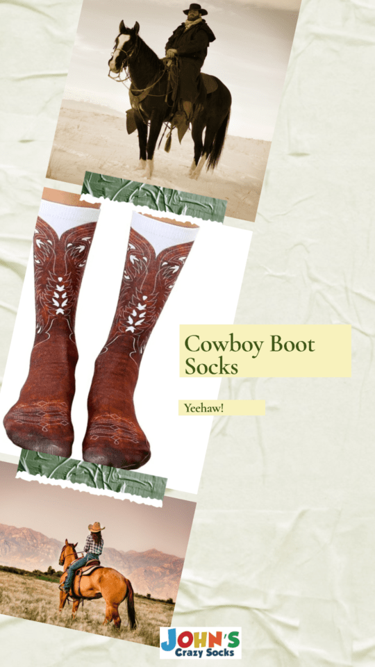 Cowboy Boot Unisex Knee High Socks Brown Johns Crazy Socks