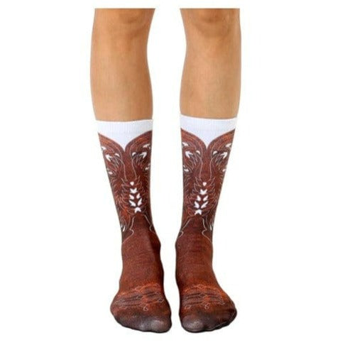 Cowboy Boot Mens Funny Crew Socks by Living Royal, OS