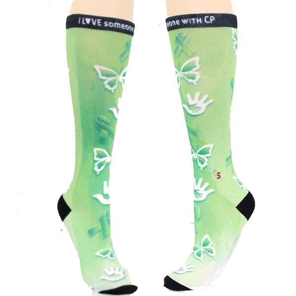 Cerebral Palsy Awareness Watercolor Knee High Sock Green