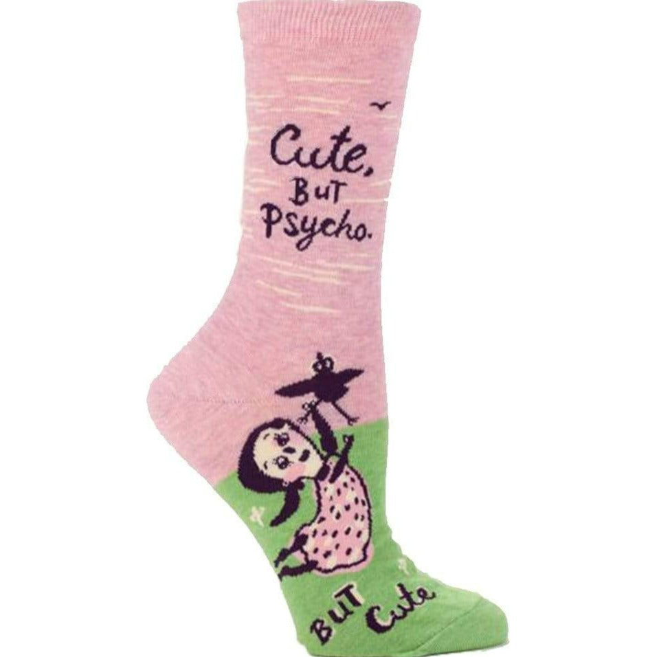Cute, But Psycho Socks Women's Crew Sock pink