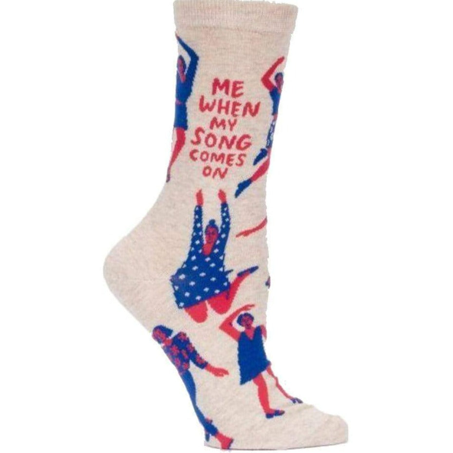 When My Song Comes On Socks Women's Crew Sock tan