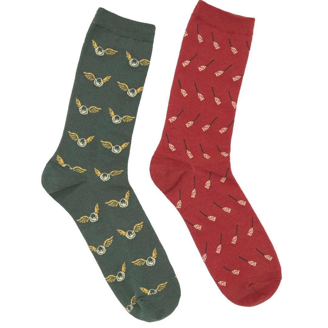 Dobby Holiday Harry Potter Socks  Unisex Crew Sock Men/Large / Green / Red