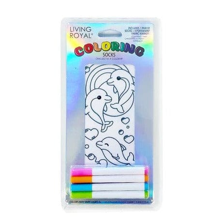 Dolphin Love Coloring Socks White