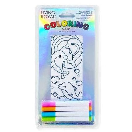 Dolphin Love Coloring Socks White