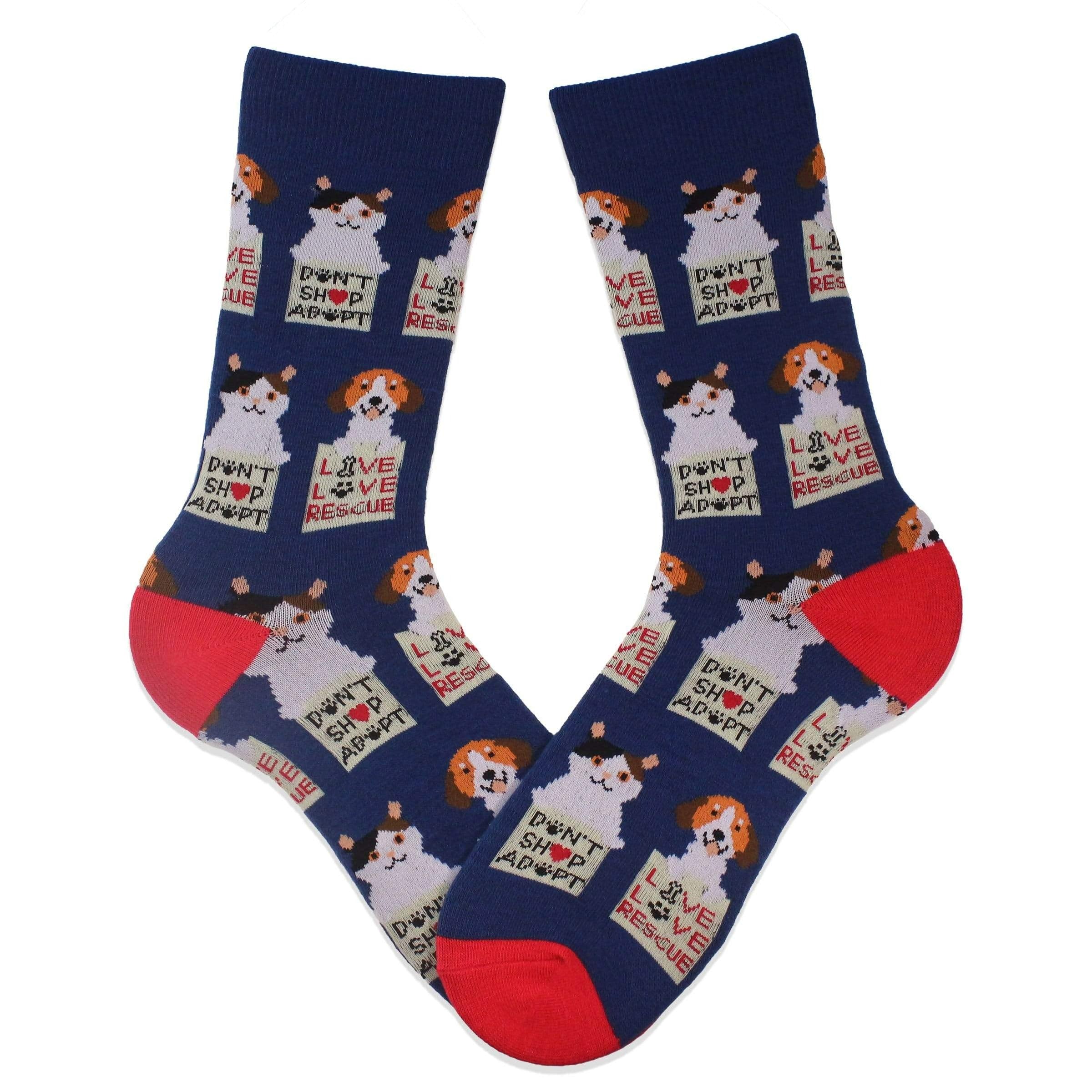 Animal Rescue Pets Adopt Don't Shop Socks Navy / Women's