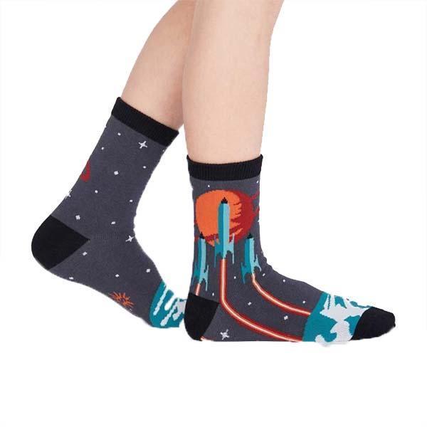 Launch from Earth Socks Youth Crew Sock Grey