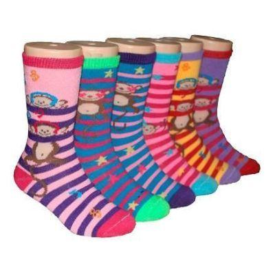 Monkey Love Socks for Children Ages 4-7 - 3 Pack Multi