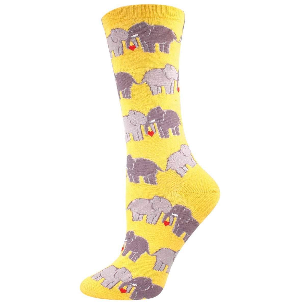 Elephant Love Yellow Women's Crew Sock Yellow