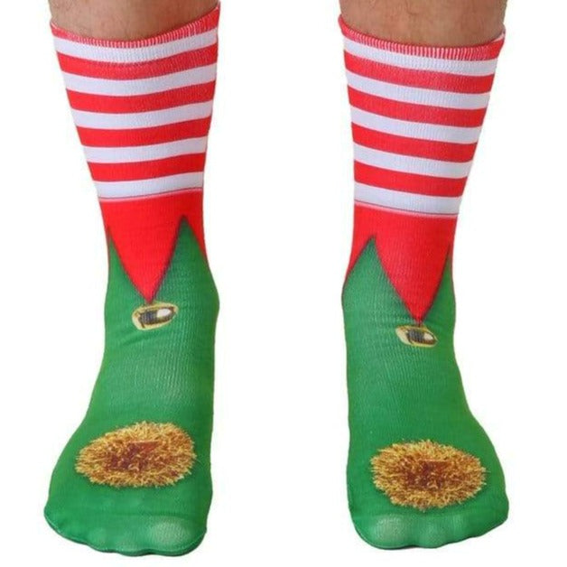 Christmas Elf Socks  Unisex Crew Sock Green