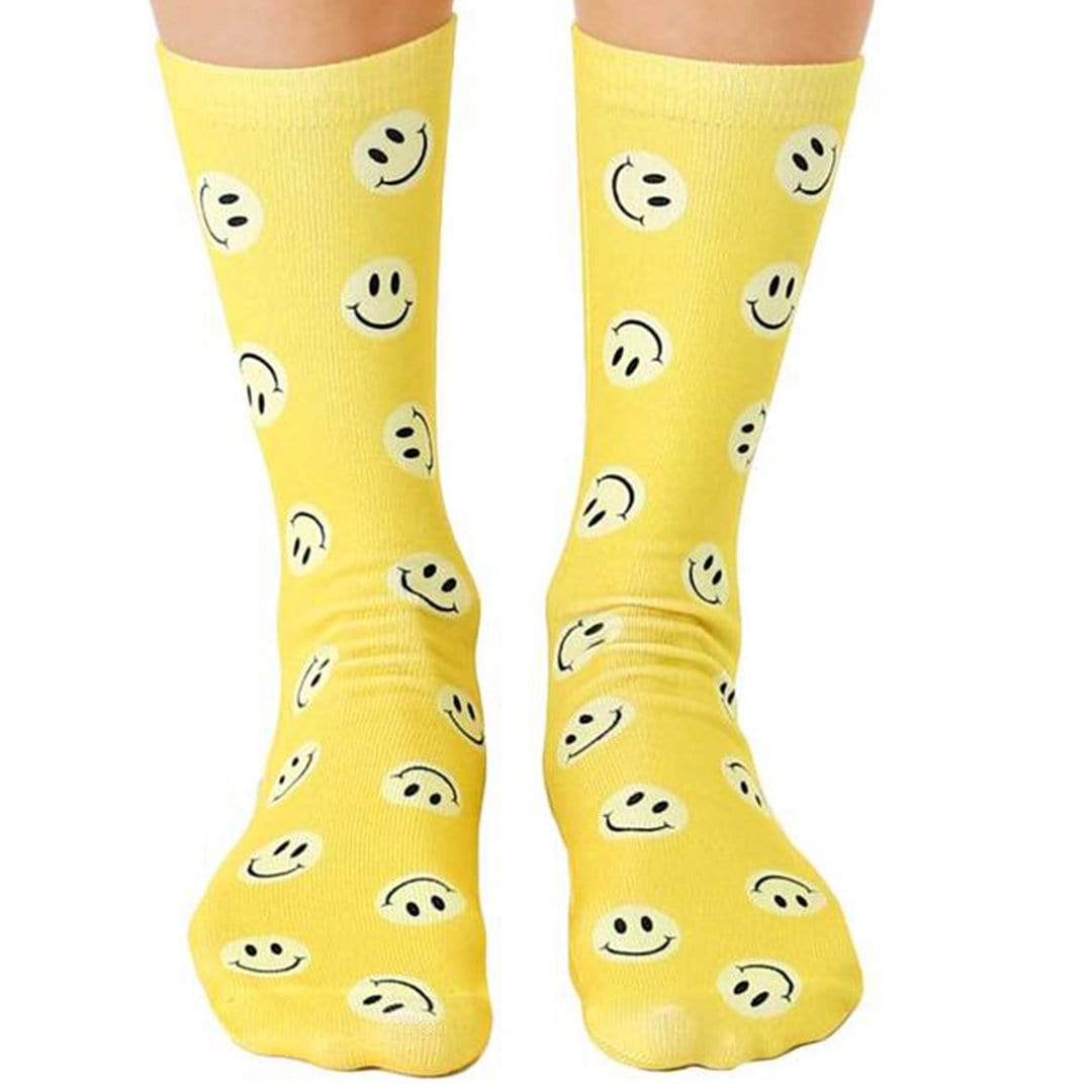 Smiley Unisex Crew Socks Yellow