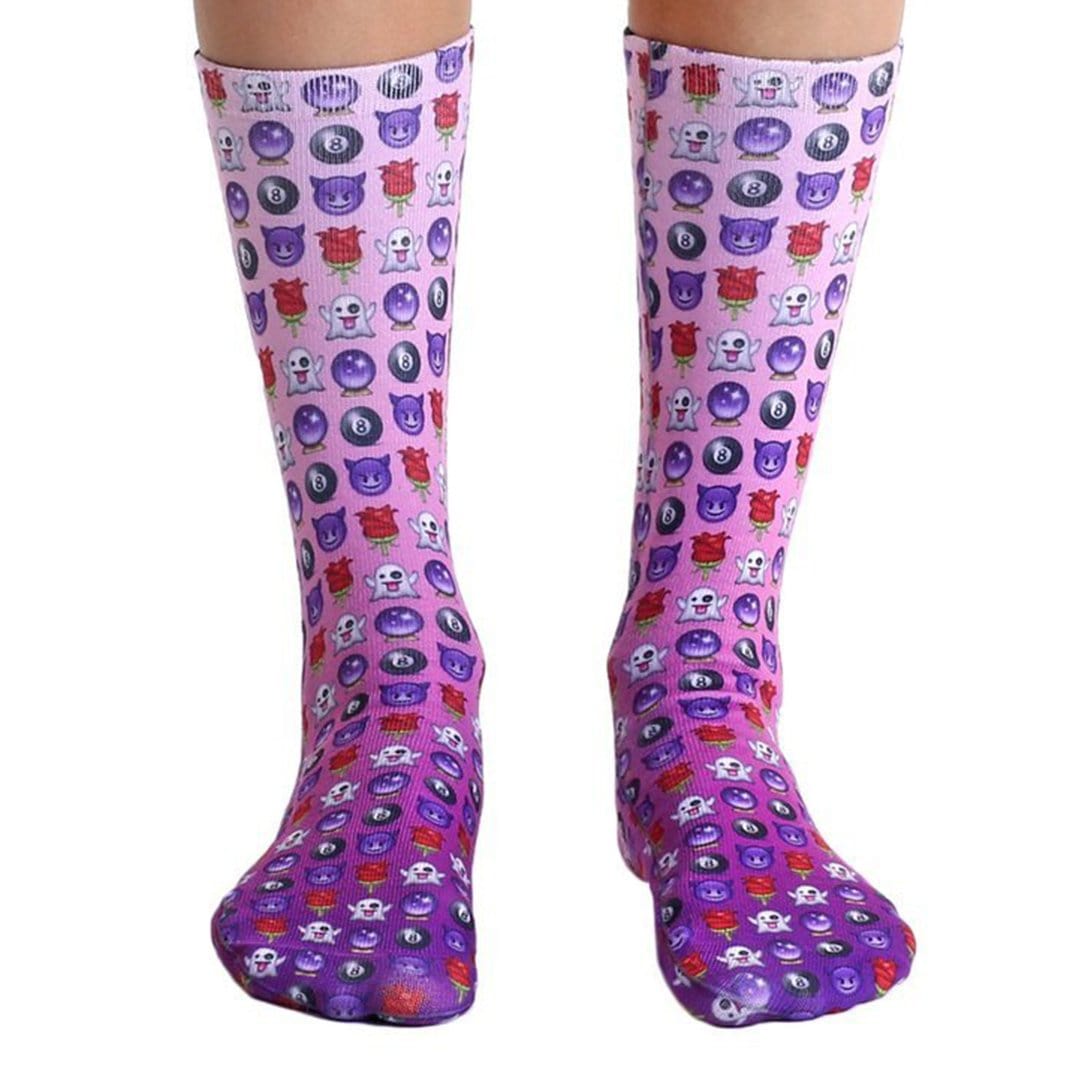 Wild Child Emoji Socks - Unisex Crew Sock Purple