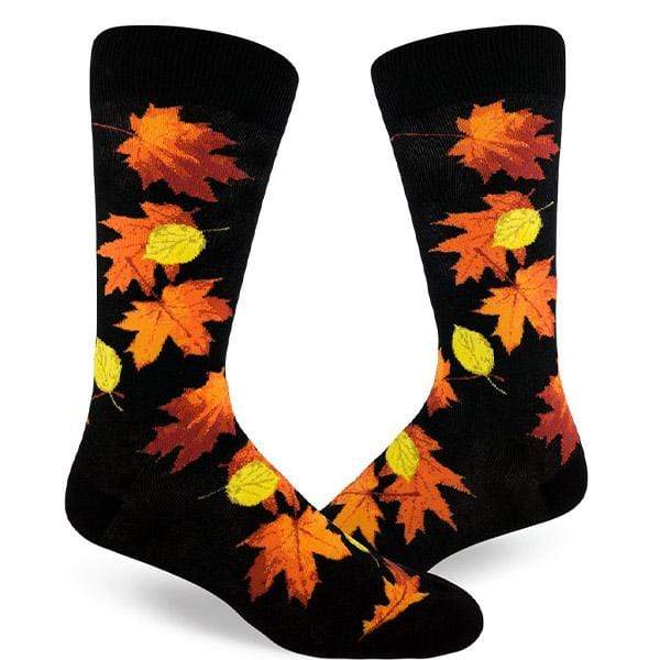 Fall Leaves Socks Men's Crew Sock Black